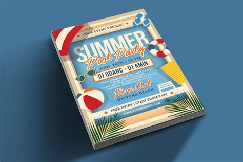 Summer Pool Party Flyer Design Template Place