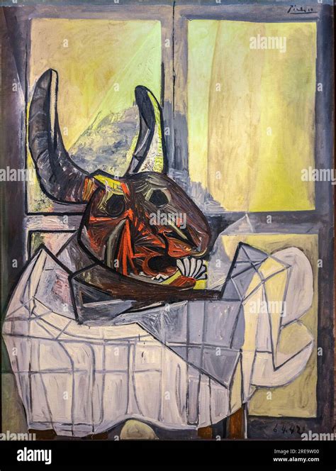 Bulls Head Painting By The Spanish Artist Pablo Picasso 1942 Oil On