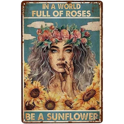 Vintage Metal Tin Sign Hippie Home Decor Retro Tin Signs 8x12 Inch