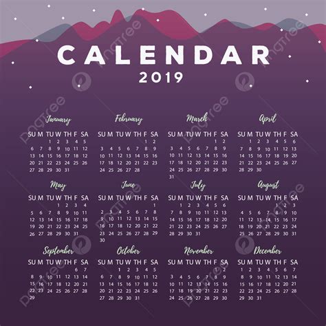 2019 Calendar Design Template Download On Pngtree