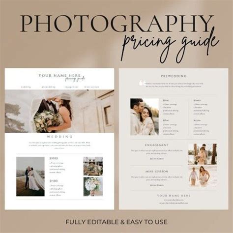 Wedding Photography Pricing Template CANVA Photography Pricing Guide