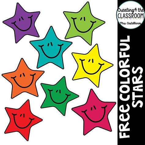 Printable Colorful Stars Clipart - Calendar Printables