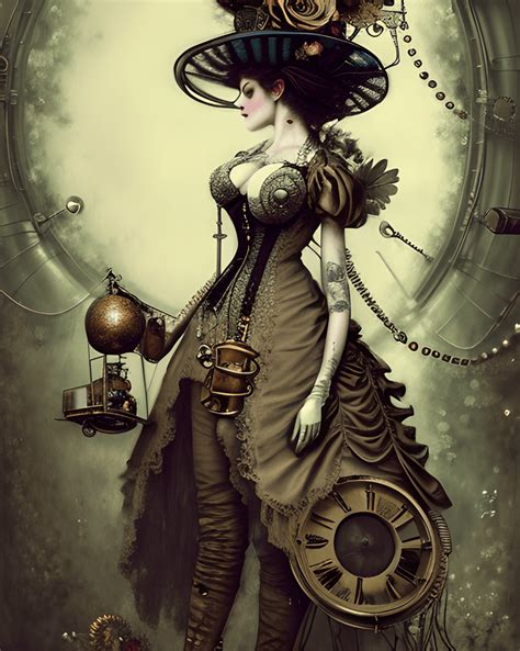 Dama Steampunk Hiperrealista Con Un Gran Vestido Victoriano · Creative