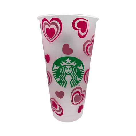 Personalized Starbucks Cold Cups 24oz Pink Heartsvalentines Day T