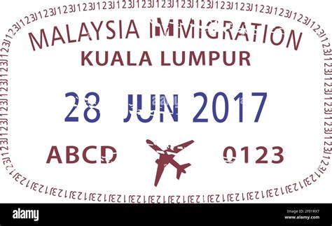 Kuala Lumpur Visa Airport Arrival Stamp Isolated Vector Malaysia