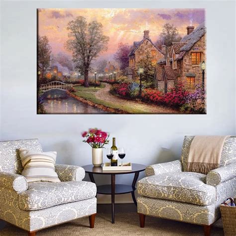 Cottage Artwork Wall Art Canvas Prints Landscape Painting For Home