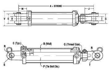 1 In Bore 3000 PSI Welded Swivel Ball Ends Cylinders