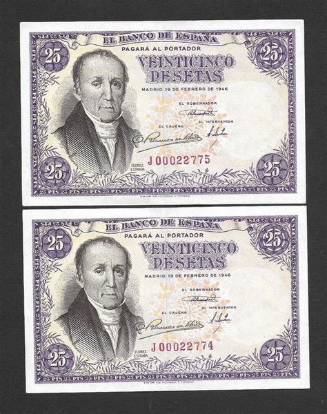 Spanje 2 X 25 Pesetas 1946 Pick 130 Consecutives Catawiki