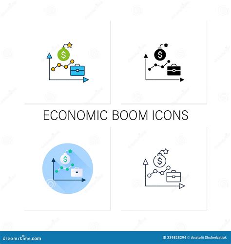 Economic boom icons set stock vector. Illustration of crisis - 239828294