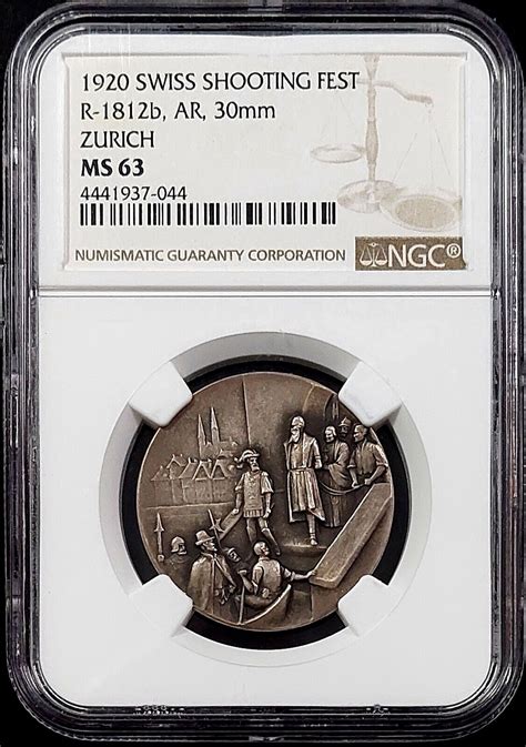 Swiss Shooting Fest Medal R B Ar Mm Zurich Ngc Ms