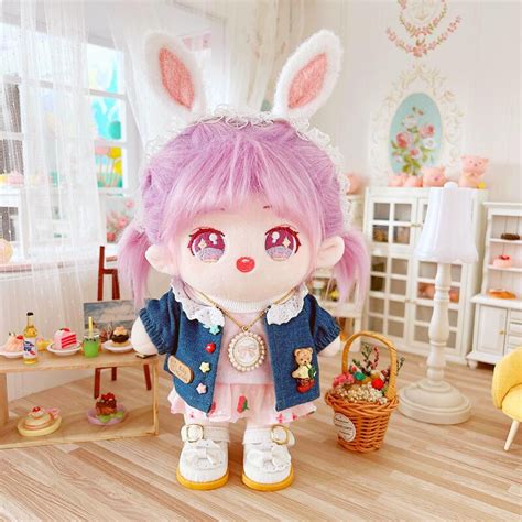 Cotton Doll 20cm Clothes Star Normal Body Fat Nude Baby Bear Denim Jacket Skirt Shopee Philippines