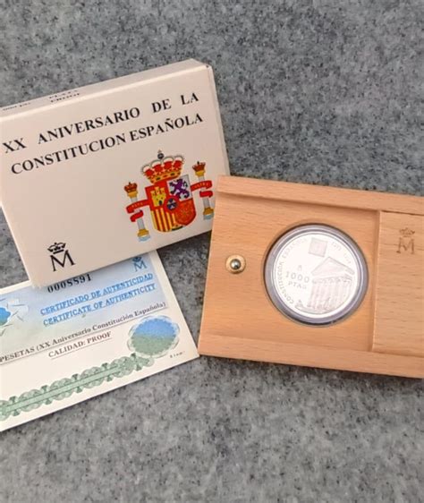 Moneda Plata XX Aniversario de la Constitución Española Golden Art