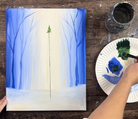 How To Paint A Christmas Tree In A Snowy Forest - Tracie Kiernan - Step ...