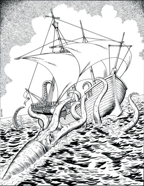 Giant Squid Coloring Pages