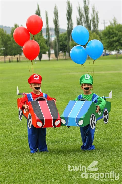 Mario and Luigi Go Kart Costumes Halloween Blog Hop » Dragonfly Designs