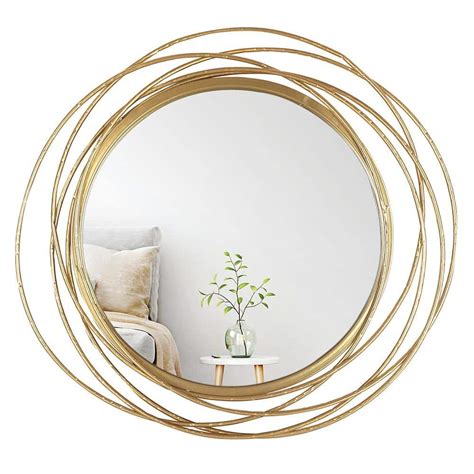 Mirrorize Canada 27.5" DIA Framed Gold Round Wall Mirror, Circle Rings ...