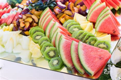 Fresh Fruit Wedding Buffet Stock Image Image Of Peach Slice