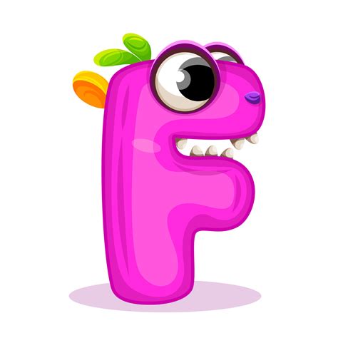 F, Cute Monster. English alphabet with funny monsters. Set of Monster funny cut aphabet with ...