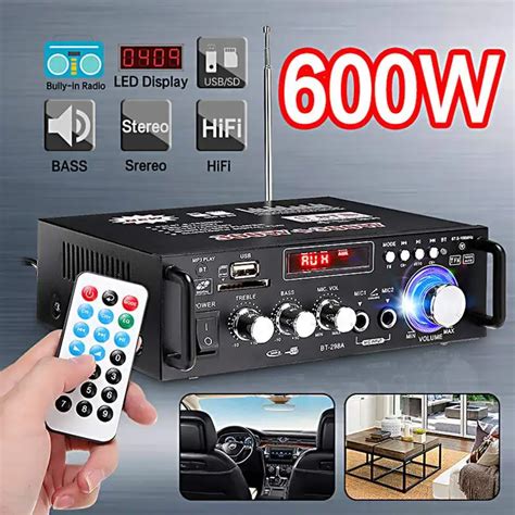 600W 298A Ev Amplifikat Rler HIFI USB FM Radyo Araba Ses Bluetooth