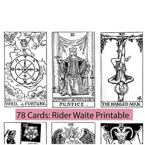 Black and White Tarot Card Deck 78 cards Full Set Printable | Etsy