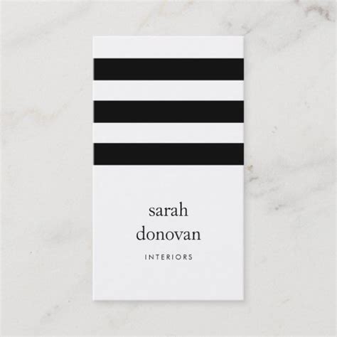 Modern Black And White Stripe Business Card Zazzle