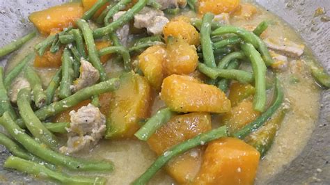 Ginataang Sitaw At Kalabasa Squash And String Beans In Coconut Cream