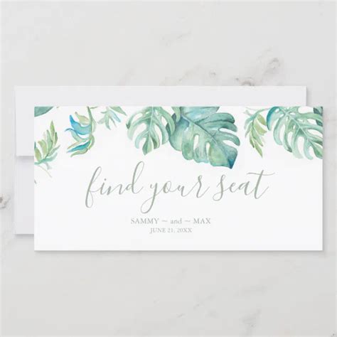 Tropical Greenery Wedding Find Your Seat Sign Zazzle