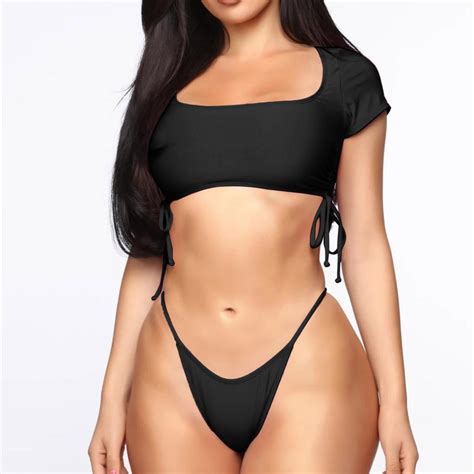 Buy FLS Women Bandeau Bandage Bikini Set Push Up Brazilian Swimwear