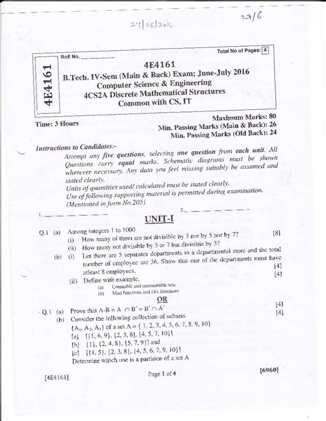 Rtu 2016 Question Paper Semester Iv Computer Science And Engineering