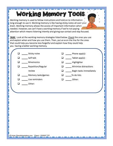 Working Memory Rehabilitation Worksheets Worksheets Library