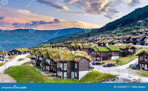 Traditional Summer Houses With Natural Green Roofs Editorial Photo