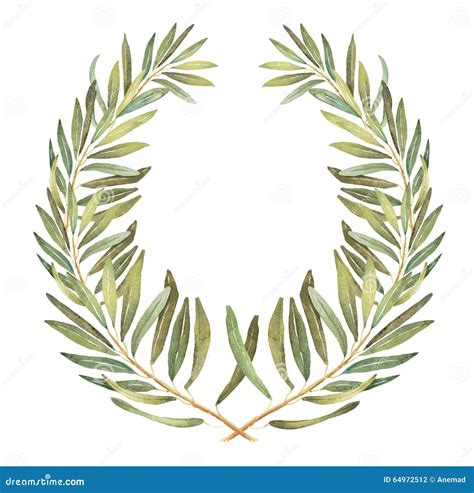 Laurel Olive Watercolor Wreath Stock Illustration Illustration Of