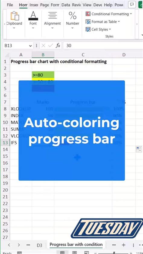 The Auto Coloring Progress Bar In Excel