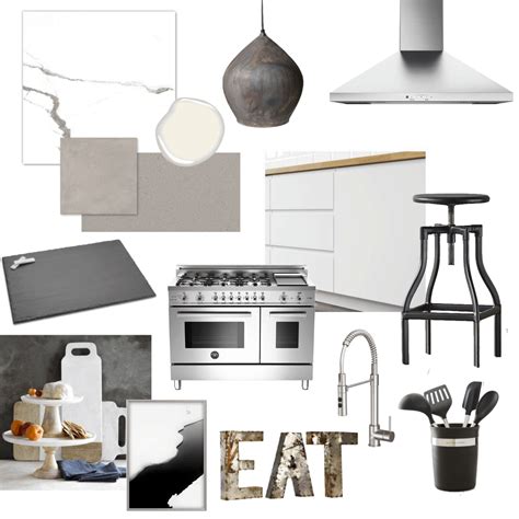 Kim's Modern, Monochromatic Kitchen Design Board | Home Trends Magazine