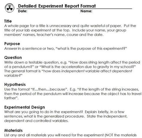 Experiment Report Format