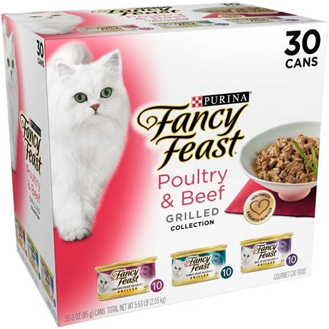 Purina Fancy Feast Pack Of 30 Wet Cat Food Grilled Poultry And Beef Feast Variety Pack 3 Oz