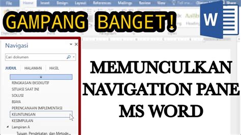 Cara Menampilkan Panel Navigasi Atau Navigation Pane Di Word Youtube