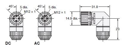 Round Water Resistant Connectors M12 Threads OMRON XS2C D422