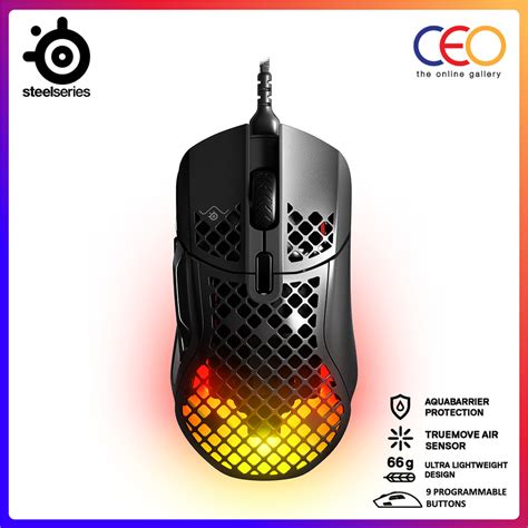 SteelSeries Aerox 5 RGB Ultra Lightweight Multi-Genre 9 Programmable ...