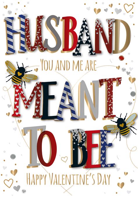 Husband Meant To Bee Embellished Valentines Day Card Cards