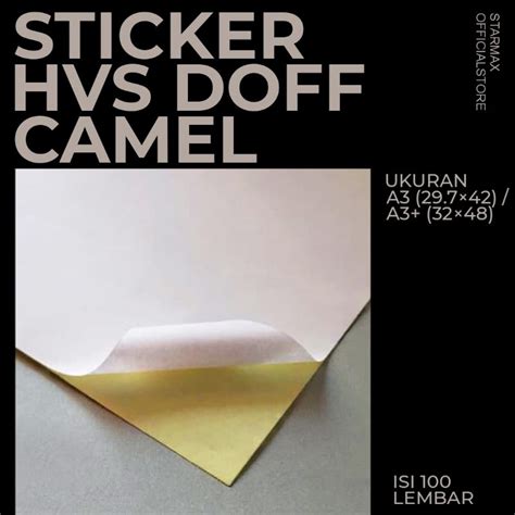 Jual Lembar Sticker Hvs Doff Camel Original Ukuran A A Per