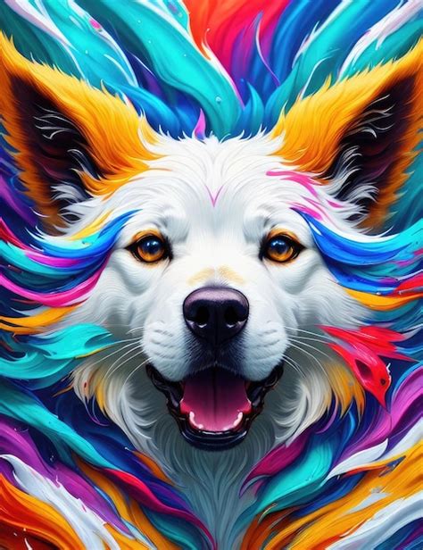 Premium AI Image | Fantastic multicolored art of a dog Generative AI