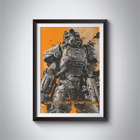 Fallout Power Armor Digital Poster High-quality Textural Paint Effect ...