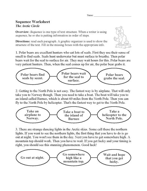 Sequence Worksheet | Text Structure Activity