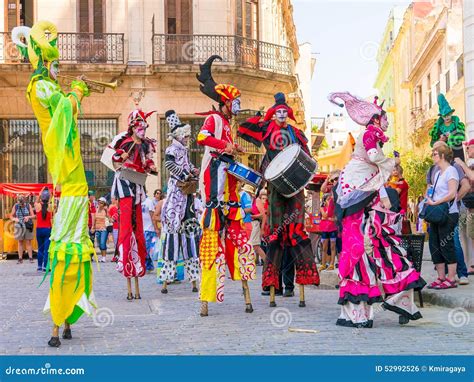 Stiltwalkers Dancing To the Sound of Cuban Music in Havana Editorial ...