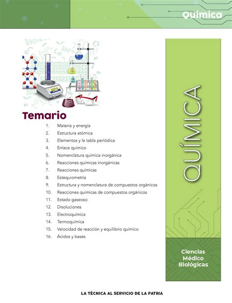 Temario Cmb Quimica La T Cnica Al Servicio De La Patria Qu Mica