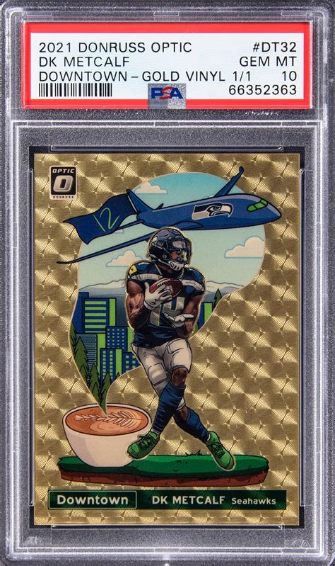 DK Metcalf 2021 Optic DT 32 Downtown Gold Vinyl 1 PSA 10 Price