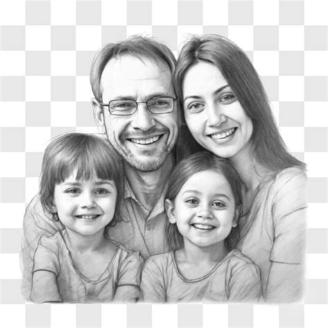 Descarga Dibujo De Familia En Blanco Y Negro Capturando Lazos