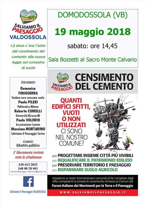 Ambiente Convegno A Domodossola L Dove C Era L Erba Stop Al Consumo