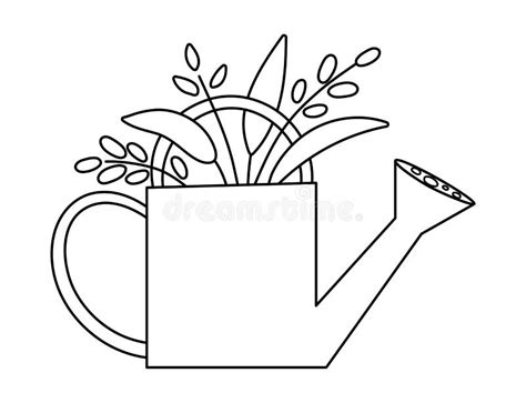 White Watering Can Icon Isolated On Black Background Irrigation Symbol